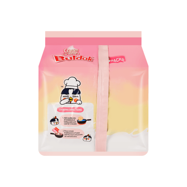 Buldak Cream Carbonara Stir-Fried Ramen – Hot Chicken Flavour, 5 Packs × 140g - Image 4