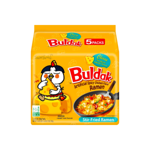 Korean Buldak Stir-Fried Ramen – Cheese Hot Chicken Flavour, 5 Packs × 140g