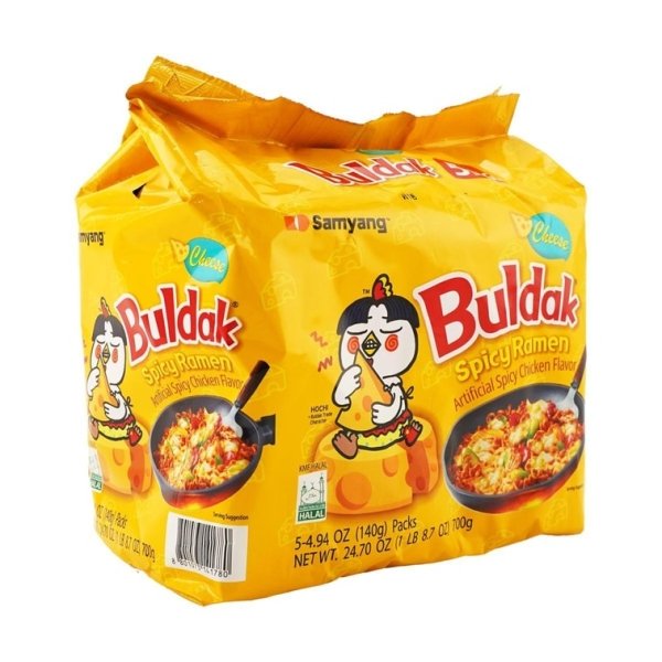 Korean Buldak Stir-Fried Ramen – Cheese Hot Chicken Flavour, 5 Packs × 140g - Image 4