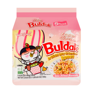 Buldak Cream Carbonara Stir-Fried Ramen – Hot Chicken Flavour, 5 Packs × 140g