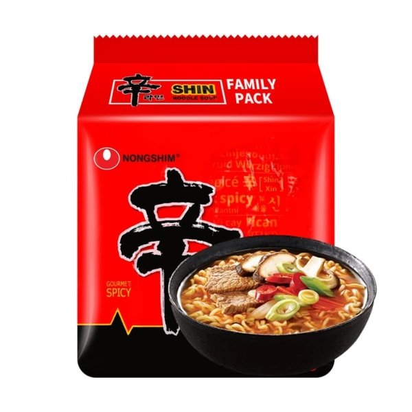 Korean Shin Ramen – Spicy Instant Noodle Soup, 4 Packs × 119g