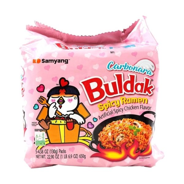 Korean Buldak Carbonara Stir-Fried Ramen – Hot Chicken Flavour, 5 Packs × 130g - Image 3