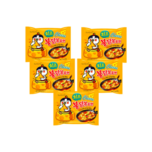 Korean Buldak Stir-Fried Ramen – Cheese Hot Chicken Flavour, 5 Packs × 140g - Image 2