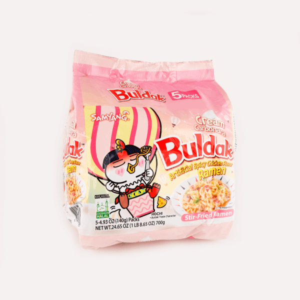 Buldak Cream Carbonara Stir-Fried Ramen – Hot Chicken Flavour, 5 Packs × 140g - Image 2