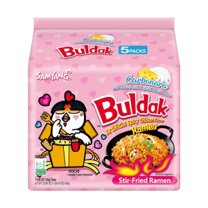 Korean Buldak Carbonara Stir-Fried Ramen – Hot Chicken Flavour, 5 Packs × 130g